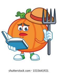 farmer pumpkin cartoon mascot character vector