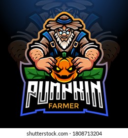 Farmer of pumpkin esport logo mascot design