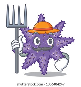 Farmer purple starfish isolated with the mascot