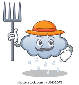 Farmer rain cloud character cartoon