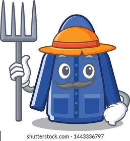 Farmer raincoat is hung in cartoon closet