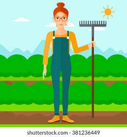 Farmer with rake.