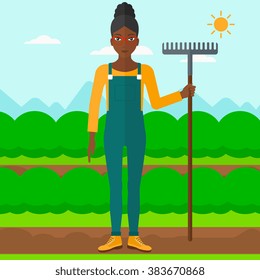 Farmer with rake.