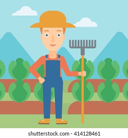 Farmer with rake.