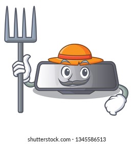Farmer rear view mirror isolated with mascot