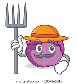 Farmer red cabbage character cartoon