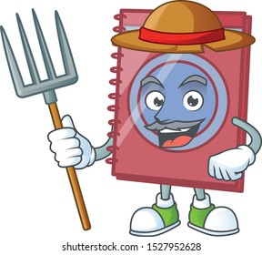 Farmer red closed book with character mascot