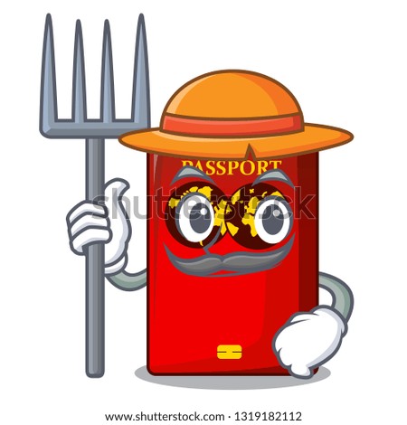 Farmer red passport in the character shape