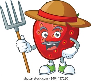 Farmer red strawberry for design character mascot