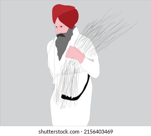 a farmer is returning from field after harvesting 