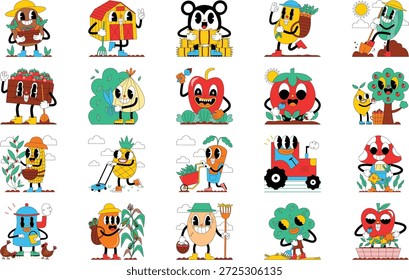 Ilustración vectorial De Ilustraciones De Ocupación Agrícola Y Rural. Plantilla de diseño de símbolos de ilustración para elemento de interfaz de usuario móvil de Web.