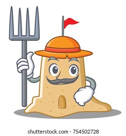 Farmer sandcastle character cartoon style
