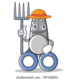 Farmer scissor character cartoon style