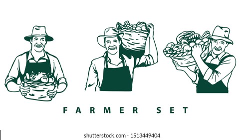 farmer set compilation on illustration 