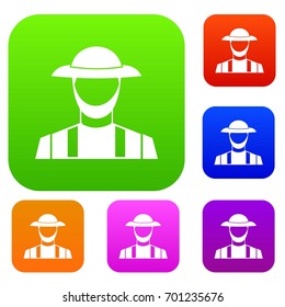 Farmer set icon in different colors isolated vector illustration. Premium collection