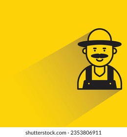 farmer with shadow on yellow background