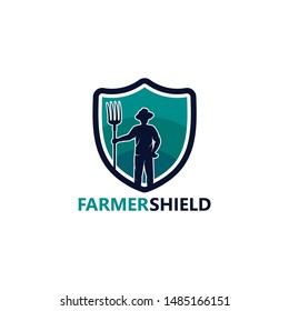 Farmer Shield Logo Template Design Vector, Emblem, Design Concept, Creative Symbol, Icon