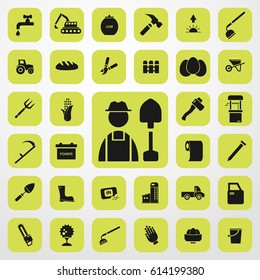 farmer and shovel icon. agriculture set. vector sign symbol on white background