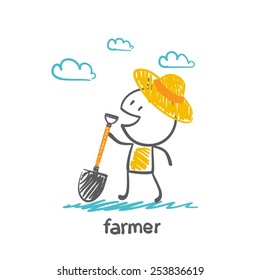 farmer with shovel, illustrator