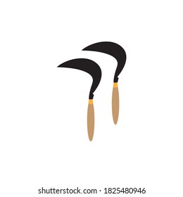 Farmer sickle vector design ilustration icon logo templat