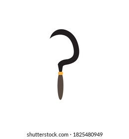 Ilustración del icono del logo del diseño de vectores de hoz de granjero