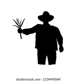 Farmer silhouette icon design template vector isolated