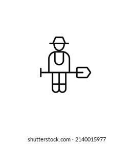 Farmer simple thin line icon vector illustration