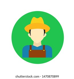 Farmer single icon, farmer avatar with green background.