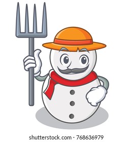 Farmer snowman character cartoon style