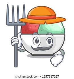 Farmer sorbet ice cream in cup cartoon