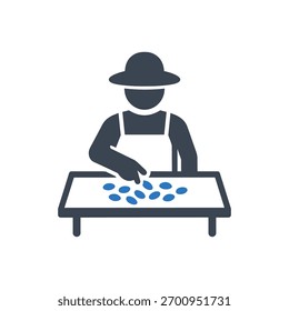Icono De Semillas De Clasificación De Agricultores Aislado Sobre Fondo Blanco