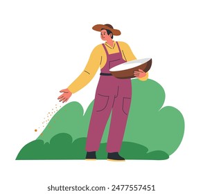 Farmer Sowing Seeds Illustration vector