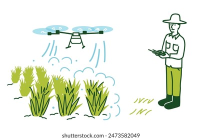 Farmer spraying Pesticides with a drone