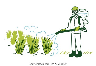 Farmer spraying Pesticides with manual