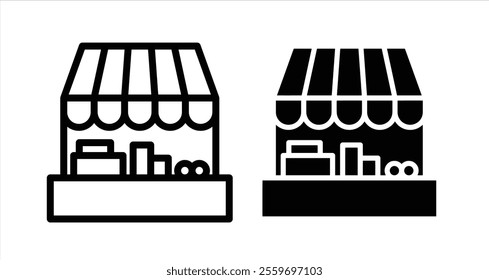 Farmer stall Icon collection in filled and stroke style.