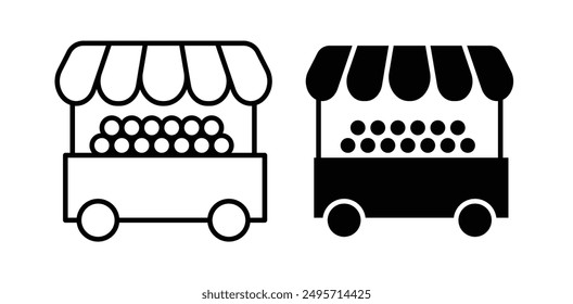 Farmer stall vector icon set in black color.