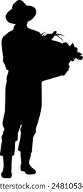 Farmer standing full body silhouette illustration