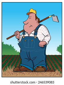 Farmer / A farmer stands in a field.