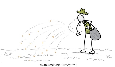 Farmer stick figure working 