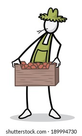 Farmer stick figure working 