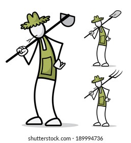 Farmer stick figure working 