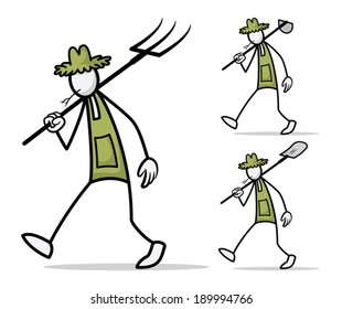 Farmer stick figure working 