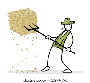Farmer stick figure working 