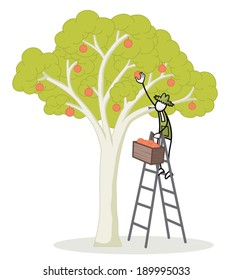 Farmer stick figure working 