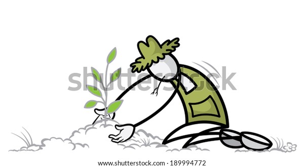 Farmer Stick Figure Working Stock Vector Royalty Free 189994772