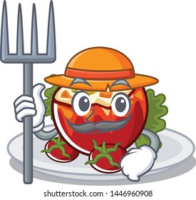 Farmer stuffed tomatoes put on character plates