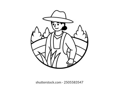 farmer stylized portrait, organic products logo template