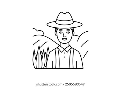 farmer stylized portrait, organic products logo template