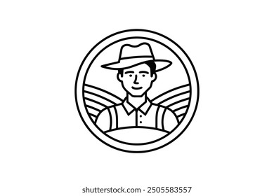 farmer stylized portrait, organic products logo template