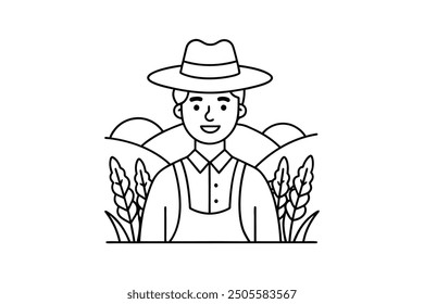 farmer stylized portrait, organic products logo template